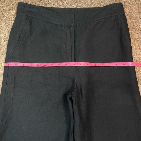 Eileen Fisher Black Flat Front High-Rise Wide Leg Ankle Crop Linen Pants Small - Picture 12 of 16